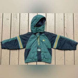 Vintage 90s Kids Green Bay Packers Starter Pro Line Hooded Windbreaker Large